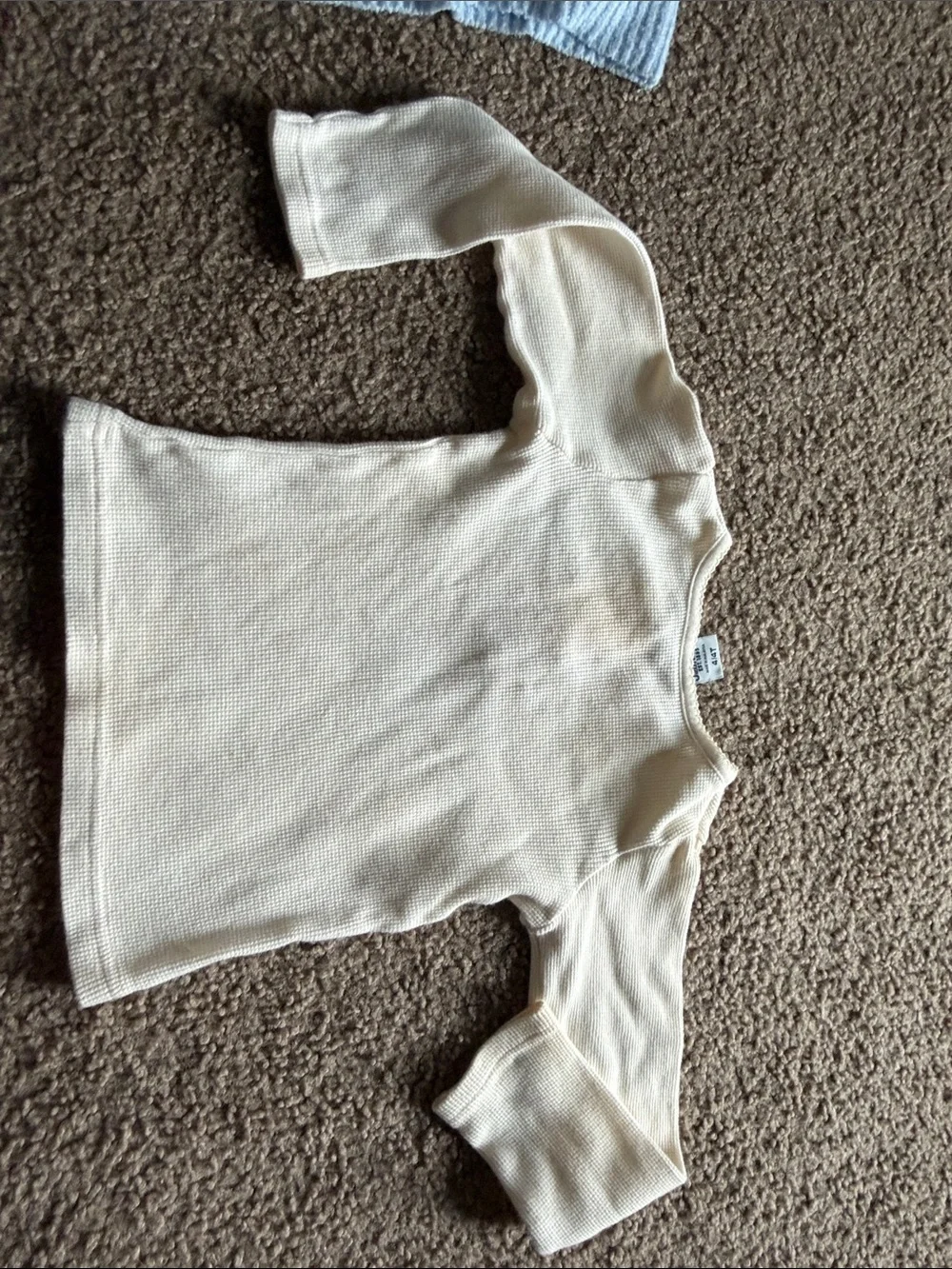B41 Vintage OshKosh B’Gosh Cream Thermal Henley Top with Pink Accent, 4t